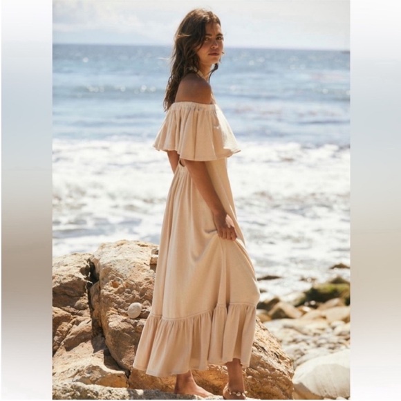 Free People Lynne Cream Maxi Dress Large - Picture 4 of 5